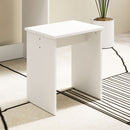 Consolle Trucco 70x40x137 cm con Sgabello e Ripiani a Giorno in Legno Bianco  