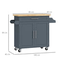 Carrello da Cucina con Cassetto, Portaspezie e Armadietto 109x40x89 cm Grigio e Color Legno   