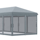 Gazebo da Giardino 600x300 cm Pieghevole con 6 Zanzariere e Pulsante in Acciaio e Poliestere Grigio 