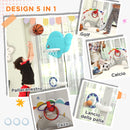 Canestro Basket per Bambini Regolabile 5 in 1 Porta da Calcio e Golf Azzurro  