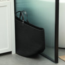 Cesto Portabiancheria Pieghevole con Manici 88L Ø56x35.5 cm in Cotone Naturale Nero 