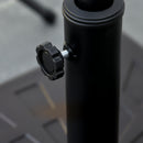 Base per Ombrellone Quadrata di 19kg 51x51x32 cm per Pali da Ø3, 2 cm Ø3,8 cm e Ø4,8 cm in Resina e Acciaio Marrone  