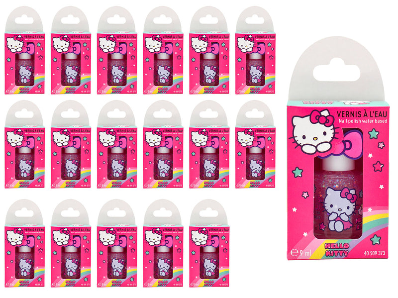 Set 18 Smalti Hello Kitty con Anello per Bambini a Base Acqua 9 ml Rosa Chiaro-1