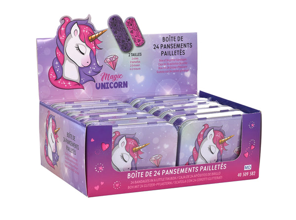 Set 12 Box Unicorno per Bambini con 24 Cerotti Ciascuno 2 Misure in Metallo online