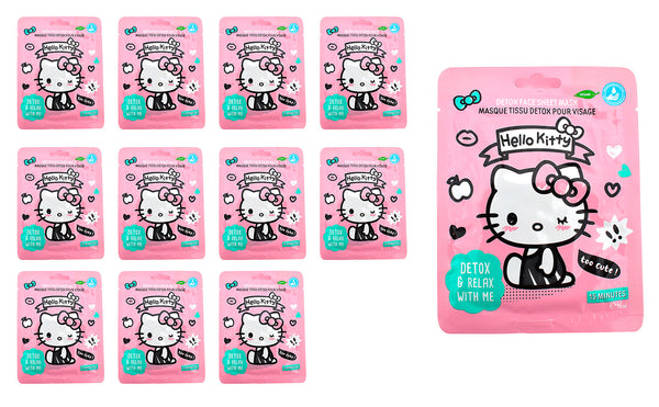 Set 12 Maschere Viso per Bambini Hello Kitty 25 ml Detox & Relaxe With Me sconto