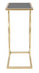 Tavolinetto da Divano Glam 45,5x25,5x60 cm in Ferro e Vetro Nero e Oro