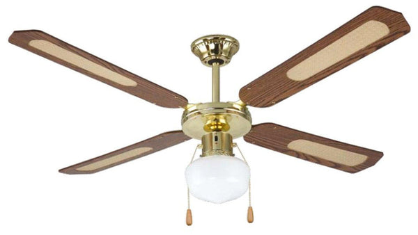 prezzo Ventilateur de Plafond avec 4 Pales et Lampe Ø130 cm 3 Vitesses Noyer