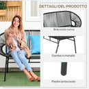 Divano da Giardino 2 Posti 132x72x83 cm con Cuscini e Braccioli in Rattan PE e Acciaio Nero      