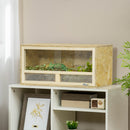 Terrario per Rettili 60x29,5x29,5 cm con Porte in Vetro Scorrevoli e Pannelli in Rete in Legno  