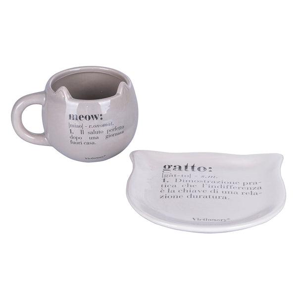 Ensemble soucoupe et tasse en céramique VdE Tivoli 1996 Chats prezzo