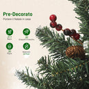 Albero di Natale Illuminato 150 cm con 150 Luci LED 30 Pigne e 30 Grappoli di Bacche Verde e Argento      