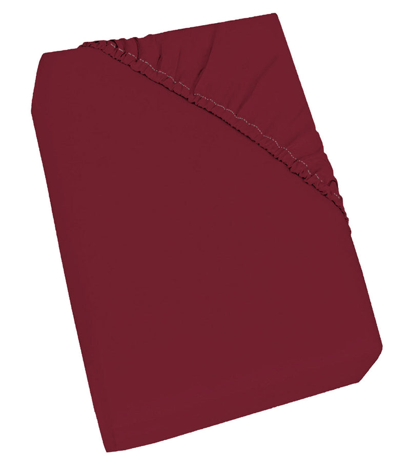 Lenzuolo Sotto con Angoli ed Elastico Tinta Unita Bordeaux Varie Misure