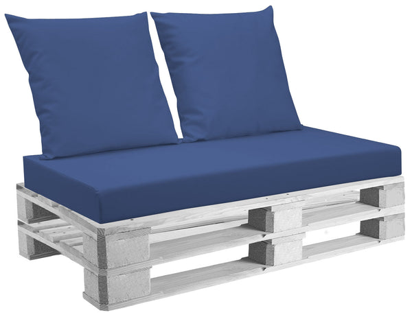 sconto Coussins pour Palettes 120x80 cm Assise et Dossier en Simili Cuir Mariotti Belem Bleu