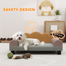 Cuccia Divano per Cani con Braccioli 66x42x28,5 cm in Tessuto French Terry Grigio  