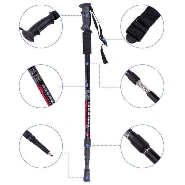 sconto Lot de 2 Bâtons Trekking 135 cm Réglables avec Poignée Antidérapante