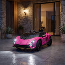 Macchina Elettrica Bambini 3-6 Anni 12V Licenza Lamborghini Autentica con 2 Motori Porta a Forbice Sospensioni Rosa      