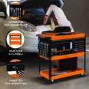 Carrello Portautensili per Officine 3 Ripiani 81,4x79x36,4 cm in Acciaio Arancione
