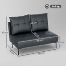 Divano 2 Posti Design Moderno 115x73x83 cm Senza Braccioli e Trapuntato in Finta Pelle Nero  