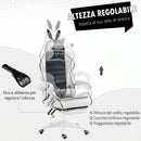 Sedia da Gaming con Orecchie da Coniglio 65x63x136-142 cm Poggiapiedi Cuscini in Pelle PU Nero      