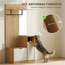 Mobile Appendiabiti da Ingresso 80x37x168 cm con Asta 4 Ganci Panca con Scarpiera e Armadietto in MDF Rovere e Bianco      