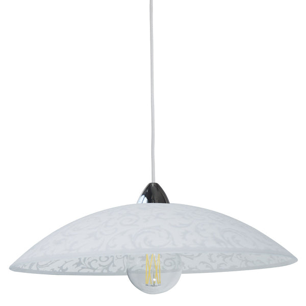 Suspension D50 1xE27 Chrome-Blanc Cadre Verre Plaque Blanc Damas E-Energy Michela acquista