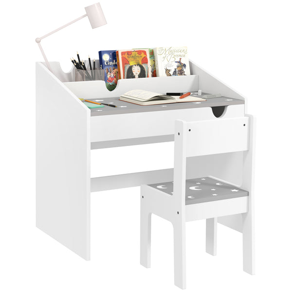 Banco Scuola con Sedia per Bambini 3-6 Anni 69x50x75 cm con Ripiano e Cassetto in MDF Grigio acquista