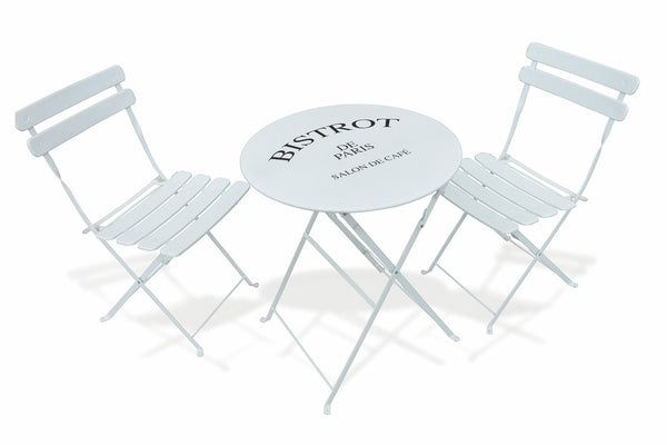 prezzo Ensemble de jardin pliant en fer avec table et 2 chaises de bistrot blanches Soriani