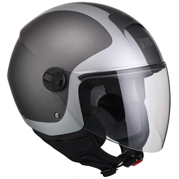 sconto Casque Scooter Demi-Jet Visière Longue CGM Positano 107V Titane Mat Différentes Tailles