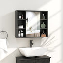 Armadietto con Specchio 60x14,5x49,4 cm con 3 Ripiani Laterali e Ripiano Regolabile Interno in MDF e Truciolato      