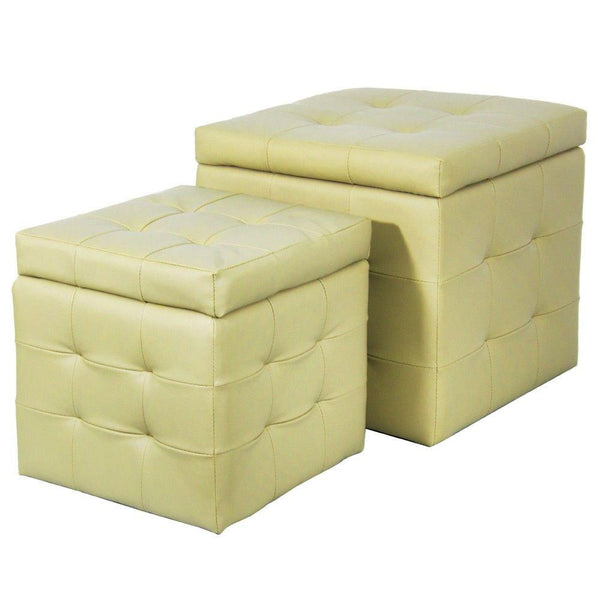 acquista Ensemble de 2 poufs de rangement en similicuir de luxe crème Biscube