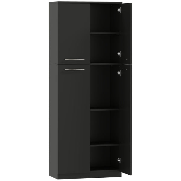 Mobile Contenitore Minimal 59x31x155 cm con 2 Armadietti e Mensole Regolabili in Legno Nero prezzo