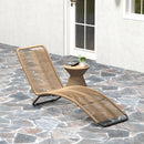 Lettino Sdraio da Giardino a S 176x58x82 cm in Rattan PE e Acciaio Nero e color Legno   