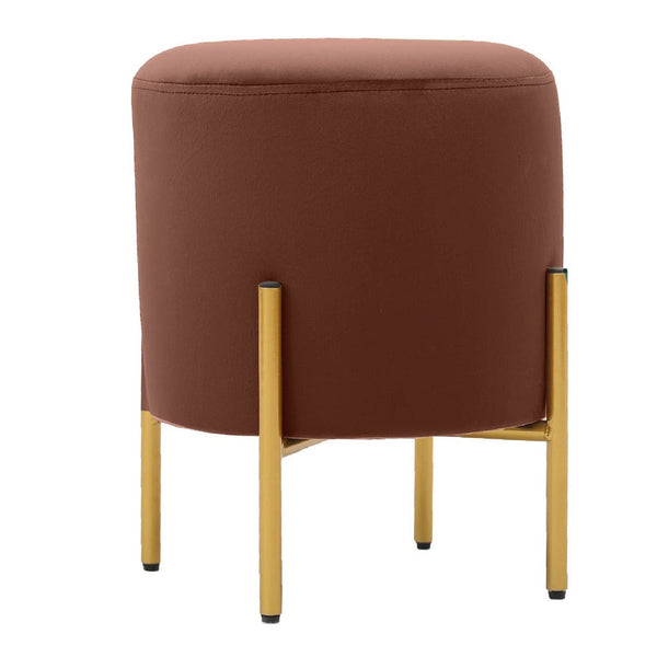 Pouf Ø35x42 cm in velluto marrone e piedi in ottone prezzo