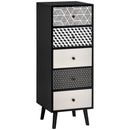 Cassettiera 5 Cassetti 39,5x39,5x110 cm in MDF Nera e Grigia