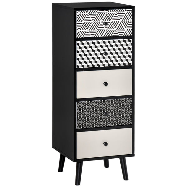 Commode 5 Tiroirs 39,5x39,5x110 cm en MDF Noir et Gris online