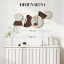 Decorazione Murale 3D con Specchi 101x41.5 cm in Metallo Oro   