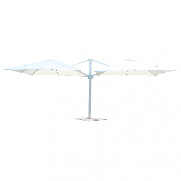 Parasol de jardin double Archimède 3x3m en aluminium blanc et toile blanche acquista