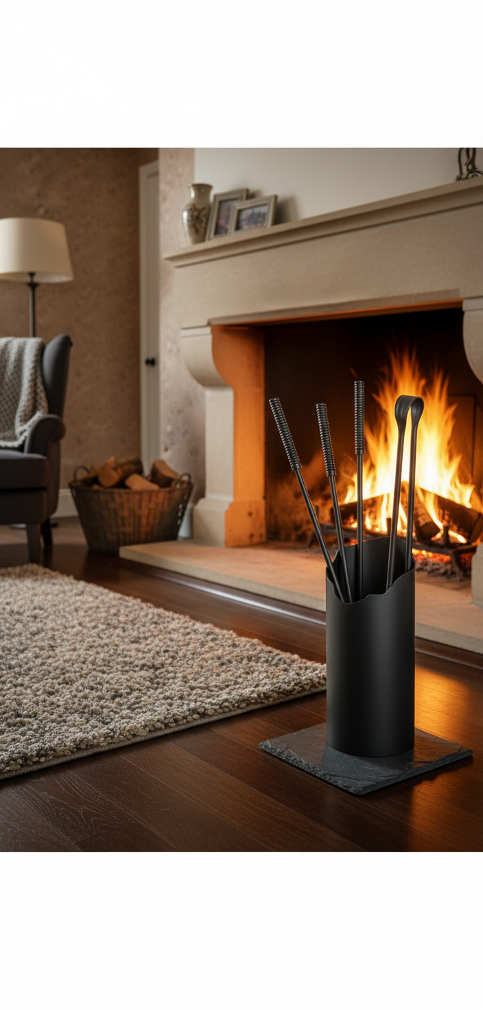 Set Camino 4 Pezzi con Barilotto Ø15x60 cm in Ferro Belfer 3003 Antracite