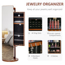 Specchio da Terra Ø50x169 cm con Armadietto Portagioie e Appendiabiti Noce Chiaro