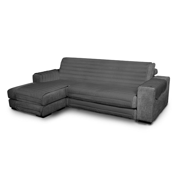 Housse de canapé matelassée en microfibre avec péninsule gauche fumée acquista
