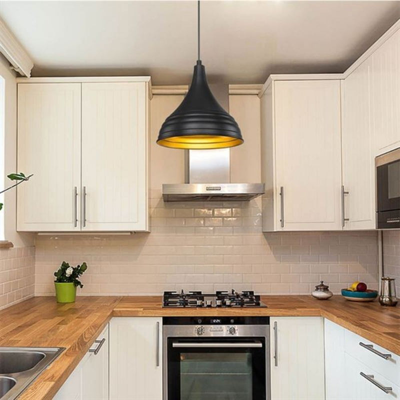 Lampada a sospensione Leda  in metallo nero