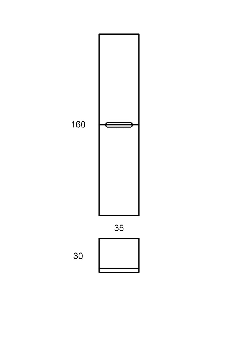 Mobile da Bagno a Colonna 2 Ante in Mdf 35x30x160cm TFT Swing Sinistro Bianco