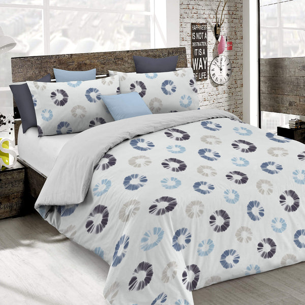 Housse de couette double face avec taies d'oreiller imprimées soufflées sconto