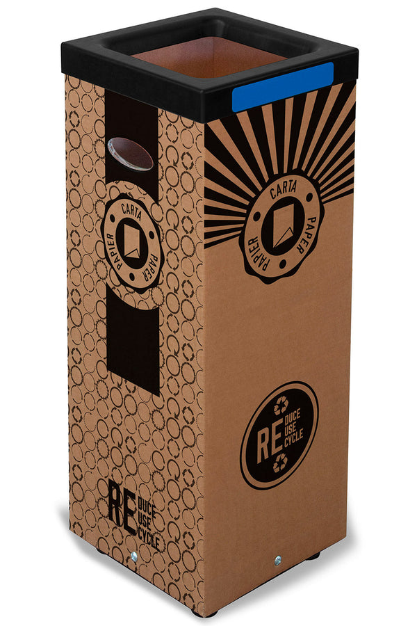 acquista Pattumiera Per Raccolta Rifiuti 38x38xh80 cm in Cartone Con Stampa Grafica Carta Beige