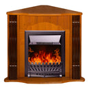 Camino Elettrico da Pavimento ad Angolo 88,2x95x47,3 cm Effetto Fiamma 2000W Clasic & Pluton Noce