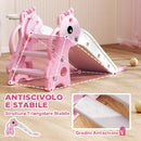 Scivolo per Bambini 1-3 Anni 106x51,5x52 cm con Scaletta Canestro da Basket e Pallone Design Giraffa in PP e PE Rosa      