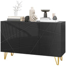 Mobile Contenitore con 2 Armadietti e Ripiano Regolabile 120x40x75 cm in Truciolato e Metallo Nero e Oro