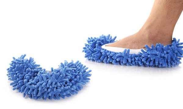 sconto Chaussons microfibre 2 en 1 Taille Jusqu'au 44 pour nettoyer en marchant Bleu