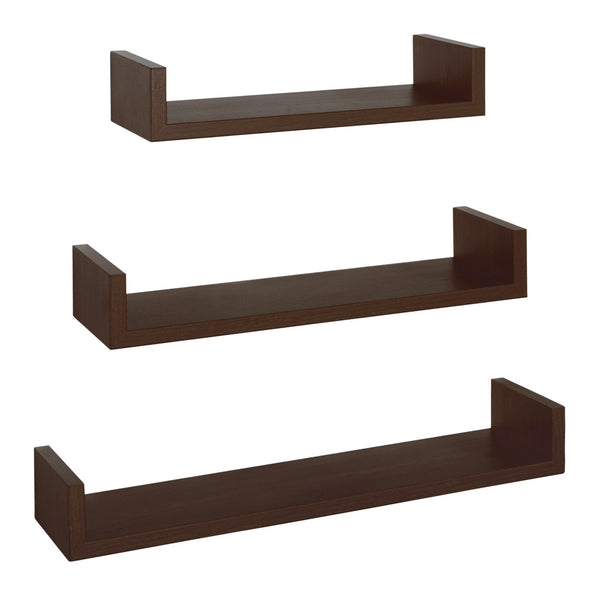 Lot de 3 étagères murales 60-50-40x15,5x8 cm en fibre de bois magnétique Wengè sconto