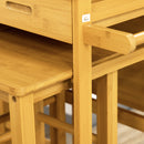 Carrello da Cucina 82,5x75,5x83,5 cm con Tavolino Pieghevole e 2 Sgabelli in Legno di Bambù Marrone